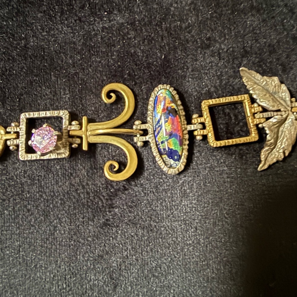 Luna Parc Gorgeous Two Tone Dichroic Glass Moonstone Pink CZ 7.5 Bracelet - Picture 4 of 12